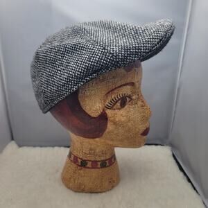 Cremieux Black Tweed Small Medium Paperboy Newsboy Gatsby Cabbie Scally Cap